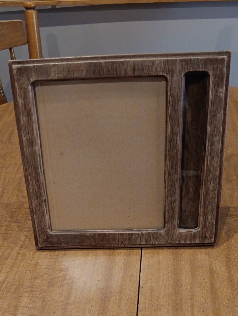 Wooden Brown Picture Frame with Vertical Accent Slot